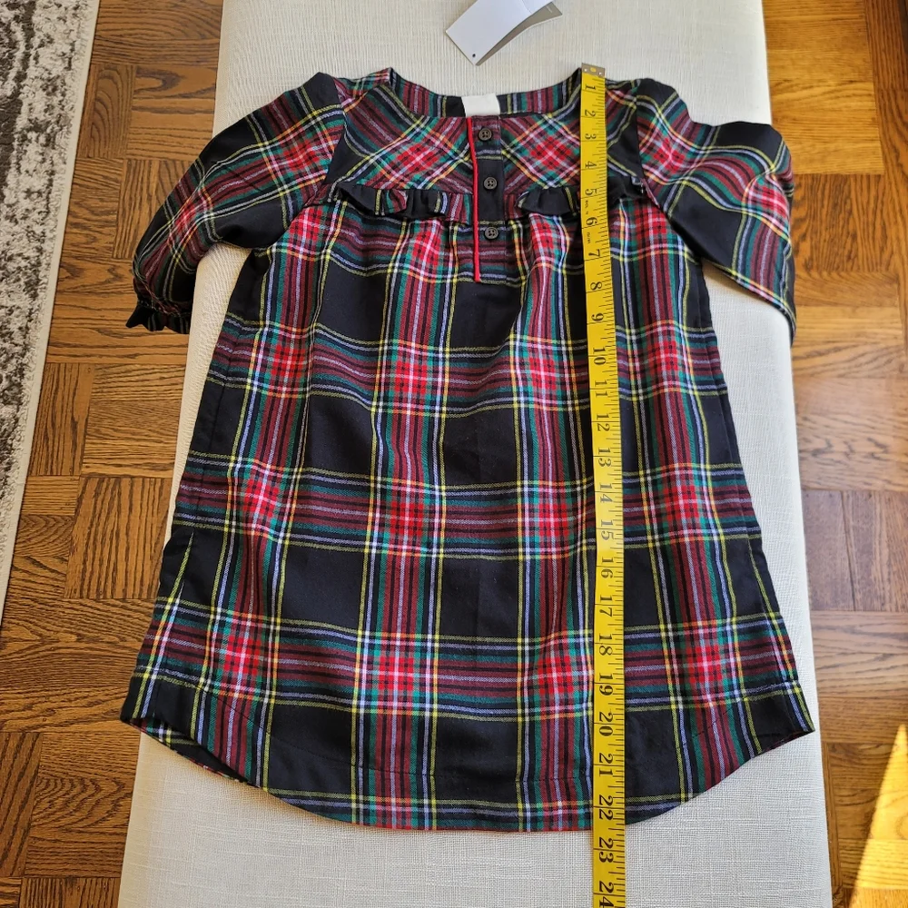 New! J Crew sz 4 Crewcuts Girls Flannel Nightgown PJ Black Tartan Plaid NWT
